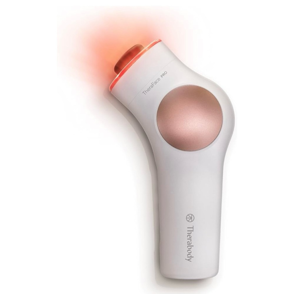 Therabody Facial Device in White and Rose Gold